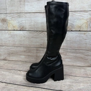 Madden Girl Theresa Lugged Sole Ultra High Heel Knee Boots 7.5 Gothic Vegan - Picture 1 of 19