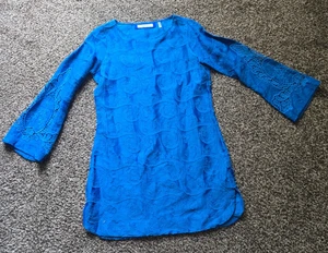 Robert Graham Althea Royal Blue Silk & Linen Blend Tunic Top Size XS - Picture 1 of 6