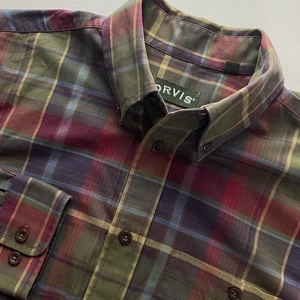 Orvis Hemd Herren Medium kariert Signatur Twill Knopfleiste Freizeit Langarm - Bild 1 von 14