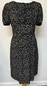 Whistles Black Multi Spot Silk Tea Dress Size 10 Preloved - Picture 1 of 7