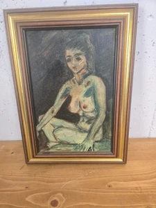 🎨 Vintage Aktgemälde – Expressionistischer weiblicher Akt – Öl auf Leinenkarton - Bild 1 von 8