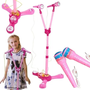 Microfono Giocattolo con Asta e Luci Microfono Bambino Bambina Doppio Microfono - Foto 1 di 9