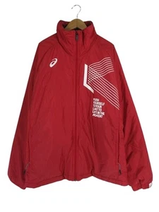 Asics Filling Jacket Zip Up Print Logo Size Xl Red Qqq Men'S - Picture 1 of 6