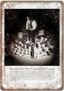 1961 Nikon Vintage Film Camera Advertisement Retro Look Metal Sign C1415 - Picture 1 of 2