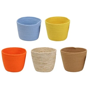 Cotton Rope Mini Flower Pot Handmade Storage Basket Sundries Cosmetics Outside - Picture 1 of 12