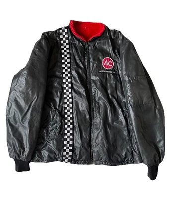 Vintage 1970s Performance Line Racing Bomber Jacket Checkerboard Striping - Image 1 of 4
