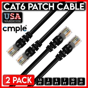 2 PCS Black Cat6 Cable Cat 6 Ethernet Patch Cord 10Gbps Internet Cable UTP Wire - Picture 1 of 10
