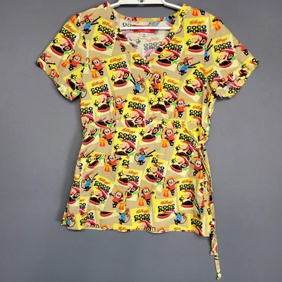 Kellogg's Coco Pops Scrubs Top Womens Small Cartoon Print Tie Waist Graphic - Image 1 of 4