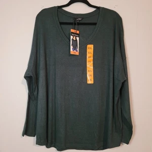 Well Worn long sleeve v-neck top size XXL green soft comfort, closet staple, New - Picture 1 of 5