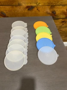 Tupperware Set 7 klare Müslischüssel B Deckel 2541 5 Abdrücke Tab Deckel - Bild 1 von 10
