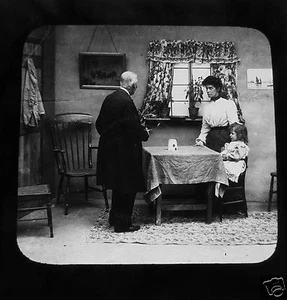 Linterna mágica de vidrio diapositiva EL ÁNGEL DE LA VIVIENDA N.º16 C1890 CUENTO VICTORIANO - Imagen 1 de 2