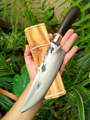 Handmade Camping Chef Pocket knife 7.4” forged blade, Rosewood handle & Teak pod - Image 1 of 4