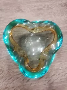 Vintage Murano Sommerso Seguso Kunst Glas Quetsch Aschenbecher / Schale 6" - Bild 1 von 9