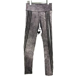 ADIDAS AEROREADY Women Leggings Workout Yoga Size S High Rise Gray with Stripes - Picture 1 of 16