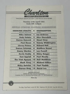 1991/92 Charlton Athletic V Southampton 27-04-1992 combinación de fútbol - Imagen 1 de 1