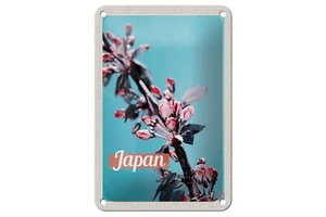 Blechschild Reise 12x18 cm Japan Asien Blumen Baum Knospe Urlaub Schild - Picture 1 of 5