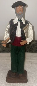 Vintage Santons De Provence French Clay Doll Folk Art Man With Pipe & Newspaper - Picture 1 of 7