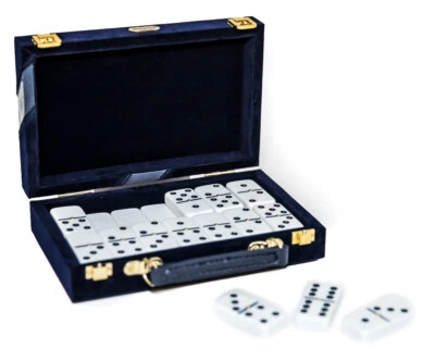 Dominoes Complete Game Set Uria Stone The Cambor With Brass Spinners - Image 1 of 3
