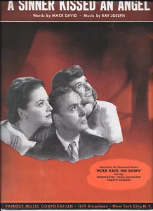 "A Sinner Kissed an Angel" sheet music inspired by "Hold Back the Dawn" - Picture 1 of 1