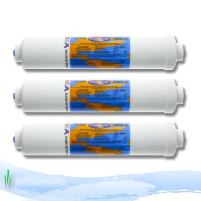 Omnipure In-Line Fridge Water Filter Cartirdge K2533JJ 1/4" Push Fit Fittings x3 - Image 1 of 3