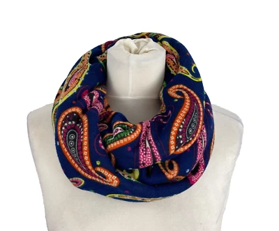 Schal Loop Tuch Damen Blau Mehrfarbig Paisley Muster Winter Kuschelfell Boom It