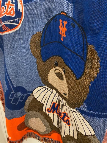 Metz New York MLB Field Bear Baby Woven Throw 32 in x 40 in Machine Washable Cover