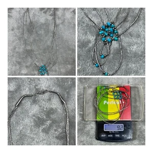 Sterling Silver ~ Native American ~ Turquoise Heishi Necklace 16"  9.2 Grams - Picture 1 of 9
