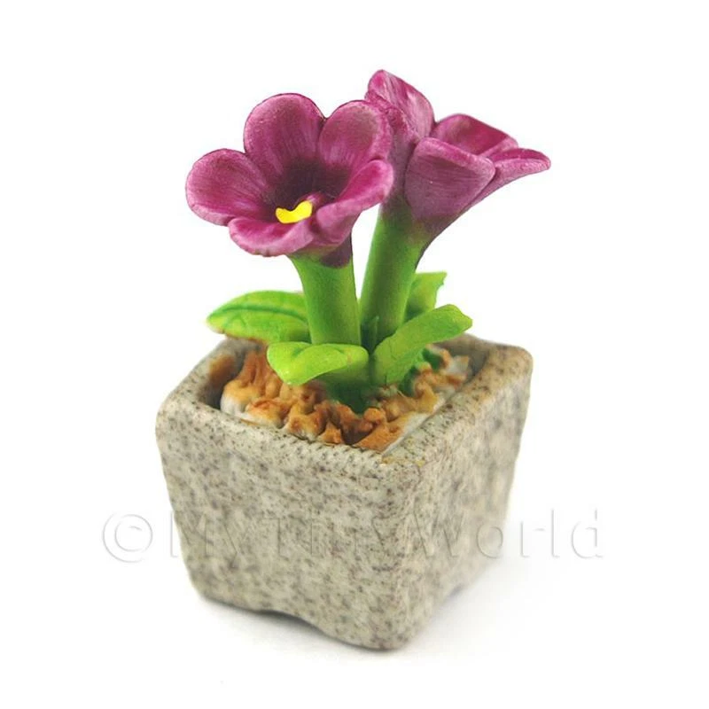 Miniatura Fatto a Mano Viola Colorato Fiori IN Ceramica - Immagine 1 di 1