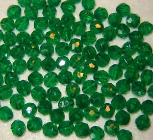 TREE GREEN Faceted Round Acrylic Beads 6mm 200pc USA made - Picture 1 of 3