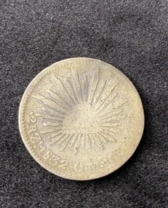 Mexico Republic 1832 2 Reales 0.9030 Silver ASW 0.1963 Oz Free Shipping - Picture 1 of 2
