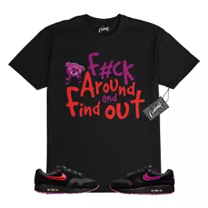 Air Max 1 PRM Valentine’s Day Black Playful Pink T Shirt Match FCK - Picture 1 of 1
