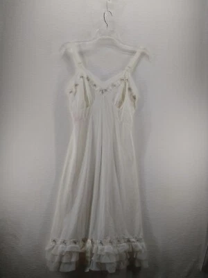 VANITY FAIR ~ SLIP/NIGHTGOWN Women Sz Sm/Md -  Semi Sheer w Lace & Ruffles - Vtg - Image 1 of 4