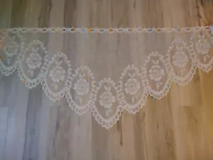 Valancia per finestra vintage in pizzo bianco lunghezza totale 55" - Foto 1 di 5