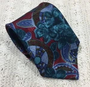 PROLOGUE Seidenkrawatte leuchtende Farben Blumenmuster Paisleymuster Made in USA SCHÖN - Bild 1 von 8