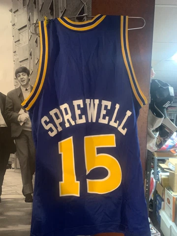 VTG Latrell Sprewell #15 Golden State Warrior Champion Jersey 38? RIPPED AS IS Cover