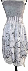 Lapis Boho Strapless Beige and Brown All Over Floral Pattern Dress One Size - Picture 1 of 10
