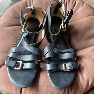 Leather black strappy buckle pour La Victoire sandals - Picture 1 of 5