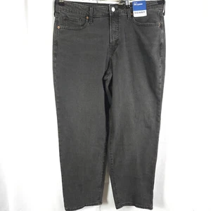 Jeans donna Old Navy 14 36x30 grigio vita alta OG larghi segreti tasche lisce nuovi con etichette - Foto 1 di 8