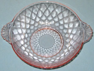 Vintage Anchor Hocking Rosa Vertiefung Glas Diamant Optik 8" Servier Obst Schüssel - Bild 1 von 5
