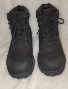 Timberland Youth 6” Premium 12707 Waterproof Suede Black Boots Youth Size 2M - Picture 1 of 9
