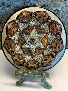 PIASTRA DA PARETE VINTAGE TURCA INCISA A MANO RAME INCISA 7,75” metallo arte da parete. - Foto 1 di 16