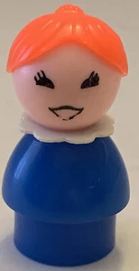 Fisher Price Little People Ragazza Blu con Capelli Rossi COME SI LEGGE - Foto 1 di 6