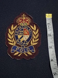 POLO RALPH LAUREN EST MCMLXVII Gold Embroidered Blazer Badge – Luxury Patch - Picture 1 of 1