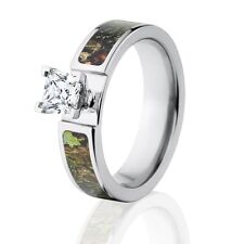 Camo Rings, Mossy Oak Obsession Engagement Ring w/ 1 CT CZ 14k WG Prong Set