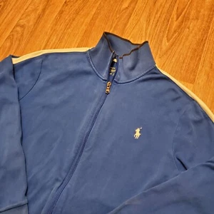 Polo Ralph Lauren Sweater Men Large Blue Full Zip Performance Preppy - Picture 1 of 8