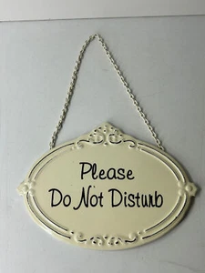 Shabby Chic Style Cream Metal "Please Do Not Disturb" Metal Hanging Sign - Picture 1 of 7