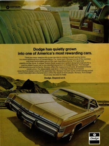 1972 Vintage Print Ad Dodge Monaco has quietly grown into one of America's cars - Picture 1 of 2