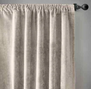 RH Restoration Hardware Italian Striated Velvet Drapery Natural 2 panels 50"x96" - Picture 1 of 6