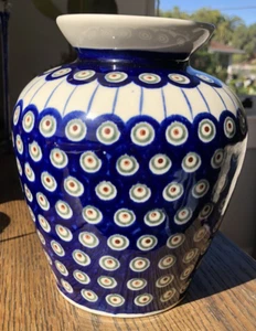 Boleslawiec polnische Keramik Vase handgefertigt 8" hoch - Bild 1 von 7