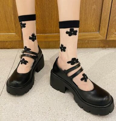 Female Japanese Lolita Pu Leather Shoes Mary Jane Women Retro College New Shoes - Photo 1/4